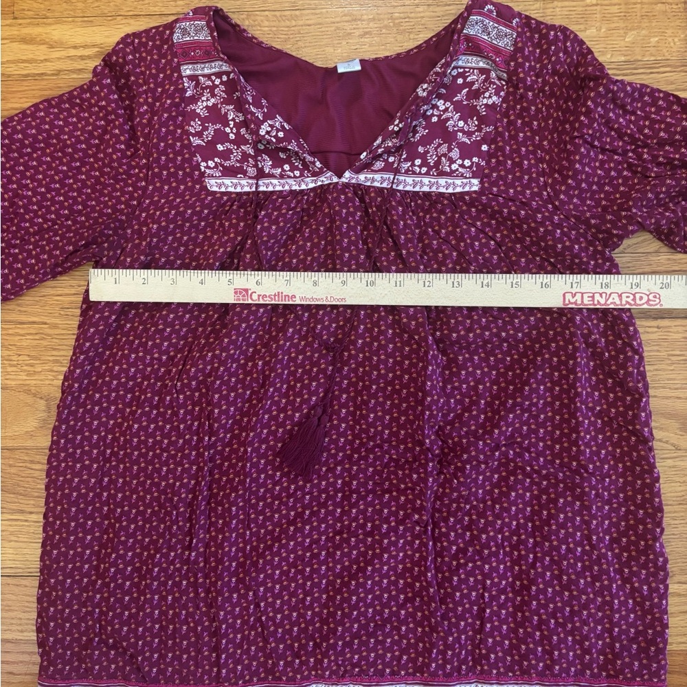 Old Navy Mini Dress Women’s Large Red Floral Print Vneck 3/4 Sleeve Lined Boho - Picture 7 of 8